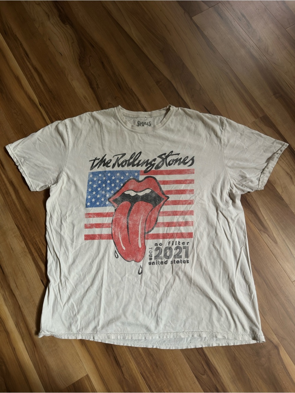 The Rolling Stones 2021 Tour Band Graphic Tee - White with Red & Blue